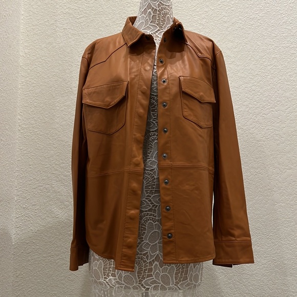 🪷NWT Gorgeous FP One Teaspoon Aria Leather Shacket Sz XL Copper - Picture 6 of 11